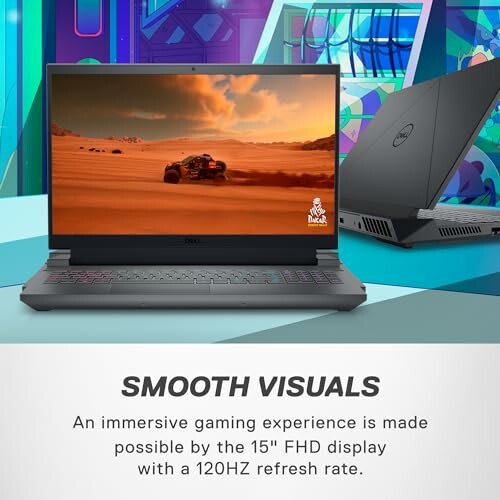 Gaming laptop with 15-inch FHD display and 120Hz refresh rate.